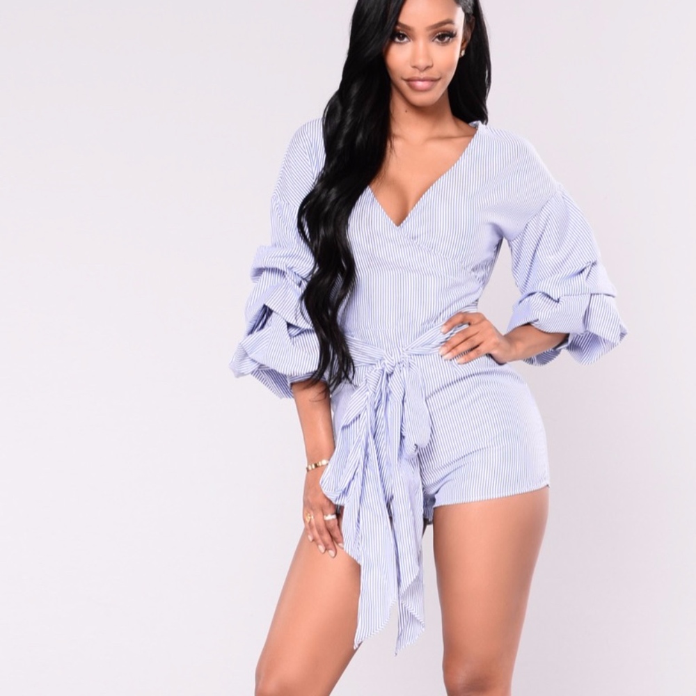 Fashion Nova Upland Striped Romper-NWT